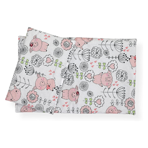 CuddlyZOO Reversible Dolls Teddy Bedding Set - Piglet Flowers