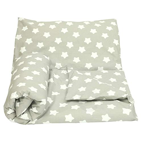 Olobaby Cot Duvet Cover and Pillowcase Set - White Stars