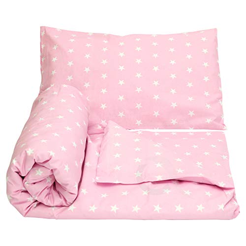 Olobaby Cot Duvet Cover and Pillowcase Set - Rose Stars