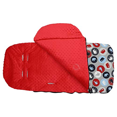 Premium Stroller Luxury Footmuff (Red Elephant)