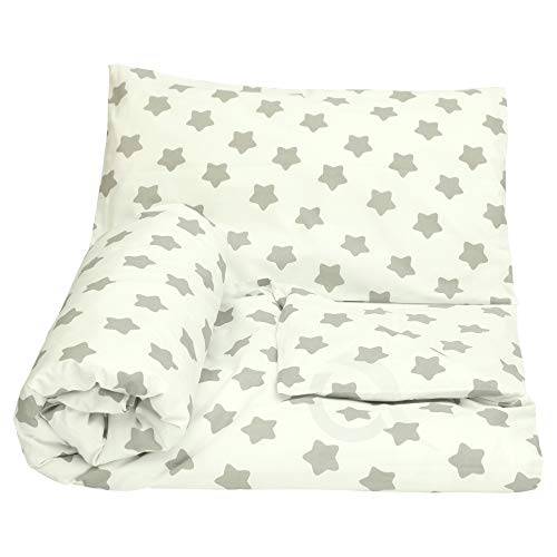 Olobaby Cot Duvet Cover and Pillowcase Set - Stars on Ivory