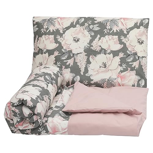 Olobaby Cot Duvet Cover and Pillowcase Set - Midnight Rose