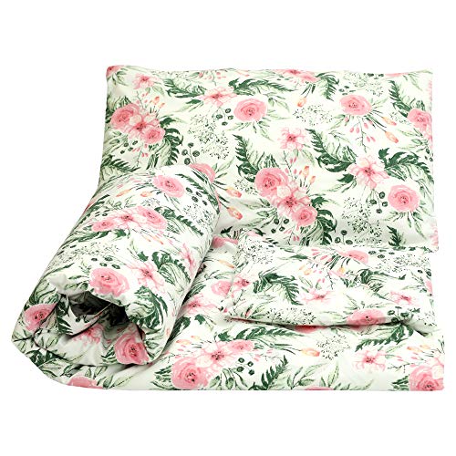 Olobaby Cot Duvet Cover and Pillowcase Set - White Rose