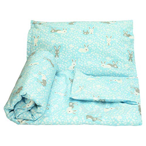 Olobaby Cot Duvet Cover and Pillowcase Set - Azure Rabbits