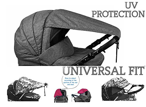 SPF 50+ Sun Sail: Ultimate Sunshade for Prams (Black Dots)