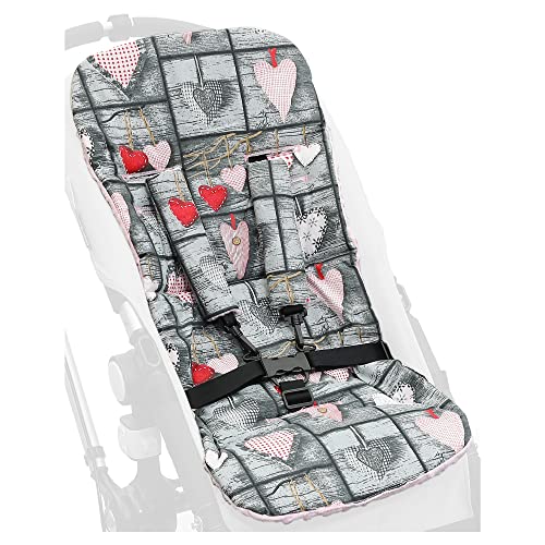 Universal Pram Set: Liner & Strap Harness Covers (Hearts)