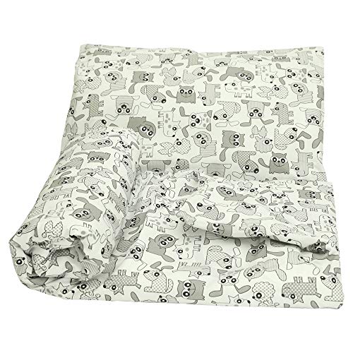 Olobaby Cot Duvet Cover and Pillowcase Set - Grey Pets