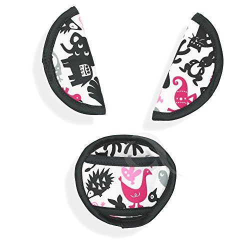 Oval Comfort Olobaby Belt Pads (Black & Pink Animals)