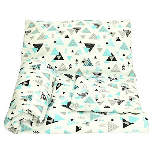 Olobaby Cot Duvet Cover and Pillowcase Set - Turquoise Diamonds