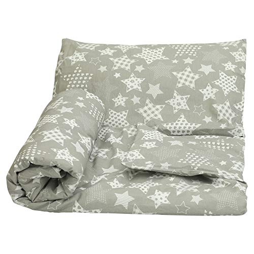 Olobaby Cot Duvet Cover and Pillowcase Set - Grey Stars