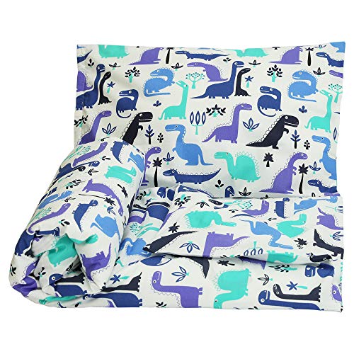 Olobaby Cot Duvet Cover and Pillowcase Set - Blue Dino