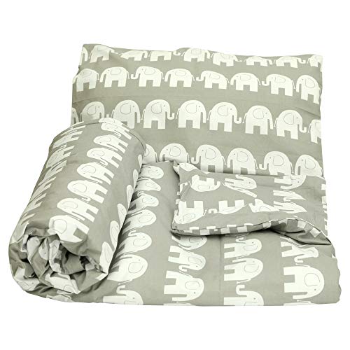 Olobaby Cot Duvet Cover and Pillowcase Set - Grey Elephants