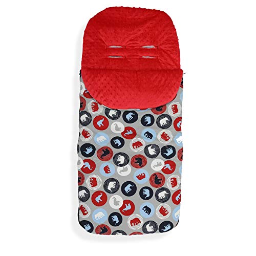 Premium Stroller Luxury Footmuff (Red Elephant)