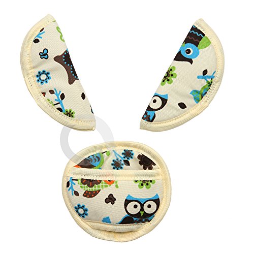 Oval Comfort Olobaby Belt Pads (Cream Blue Owls)