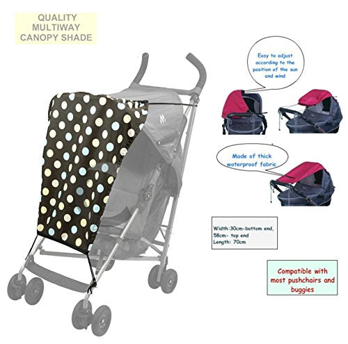 SPF 50+ Sun Sail: Ultimate Sunshade for Prams (Black Dots)