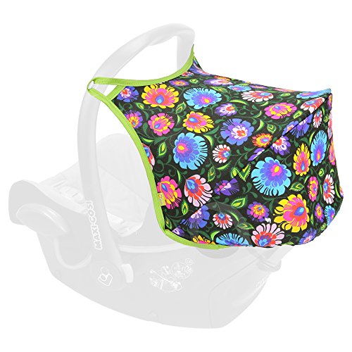 Hood Sunshade Canopy fits Maxi COSI CABRIOFIX car seat (Cotton Dark Folk Flower)